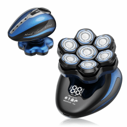 FitSan Kopfrasierer für glatzköpfige Männer 🧔: Elektrischer Kopfrasierer für Männer- Männer-Nass-/Trockenrasur IPX7 Wasserdicht Shavers-Led Display & Travel Lock Blau
