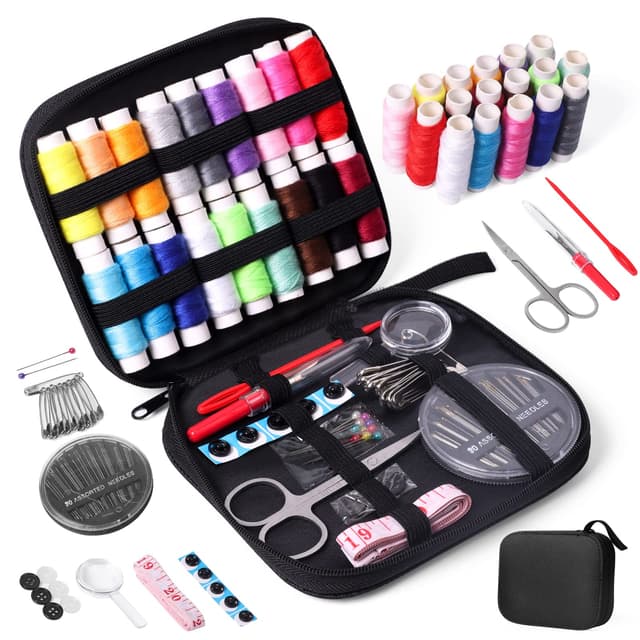 🧵🪡 JUNING Nähset mit Nähzubehör, Spulen Faden, Großformat Premium Näh - Komplettes Nähzeug für Anfänger 🪡🧵
