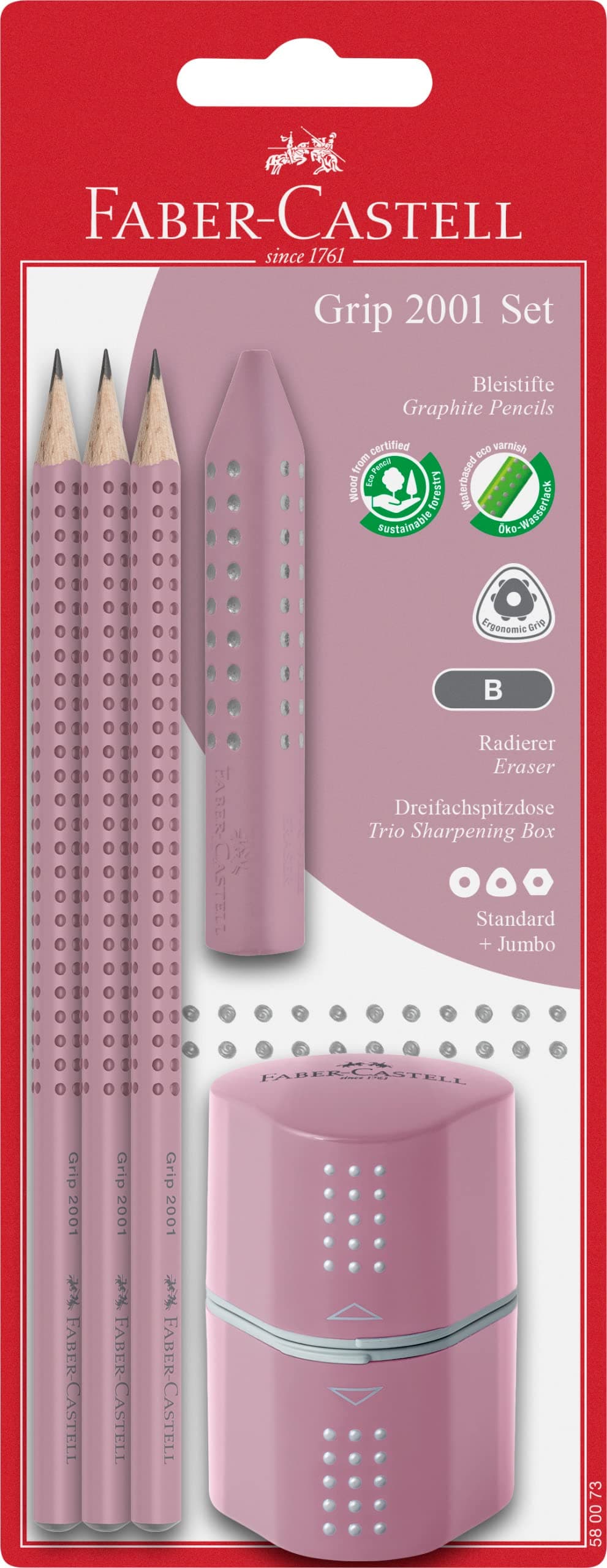 🌹📝 Faber-Castell 580073 - Bleistifte Set Grip 2001, 5-teilig 📝🌹