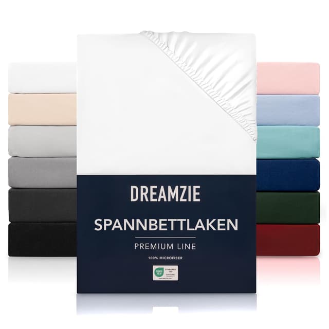 Dreamzie Spannbetttuch 180x200 cm - Hoher Steg bis 33 cm - 100% Mikrofaser - Weiß