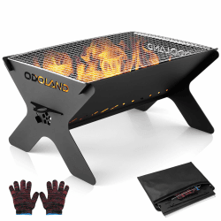 Odoland Camping-Feuerstelle | Tragbare 2 in 1 Holzfeuerstelle & Grill 🔥