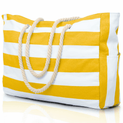 🏖️ Oscaurt Strandtasche XXL Familie Tote Bag Shopper Tasche Damen Badetasche Handtasche Faltbare Beach Bag mit Reißverschluss Saunatasche Weekender Damen Umhängetasche Knallgelb