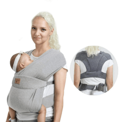 👶🌟 vrbabies Babytrage für Neugeborene ab Geburt Extra Weich, Bauchtrage Baby-Tragetasche Ergonomisch (Light Grey) - Speziell aus hochwertiger Baumwolle