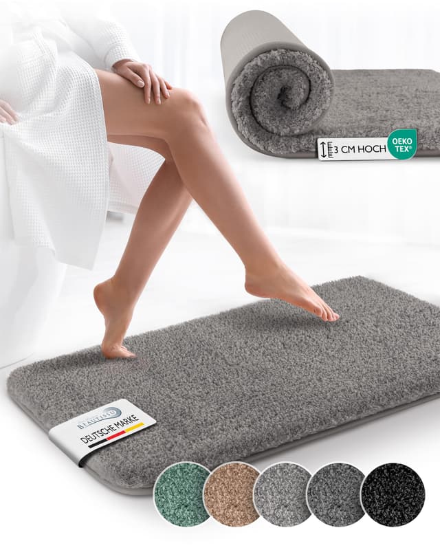 🛁 Beautissu Badematte rutschfest 100x60 cm – Duschvorleger Hochflor Badteppich rutschfest Waschbar Shaggy Optik 🌟