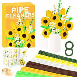 🌼 ZEIZHUBN Pfeifenreiniger Blumen Set 🎨 DIY Dekorationen (Gelb) - Angebot