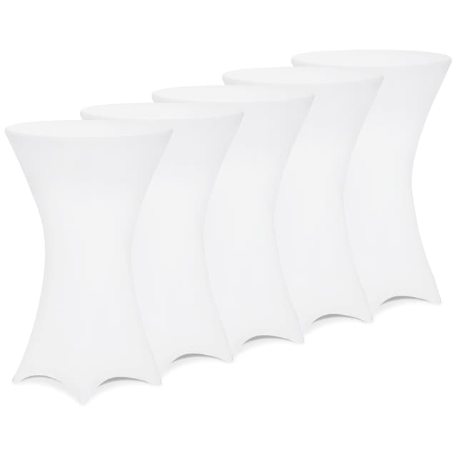 Deuba® 5X Stehtisch Hussen Ø 60-65/70-75/80-85cm Viele Farben 30°C Waschbar Verstärkte Standfüße Stehtischhusse Überzug Stretch (Ø 80-85cm, Weiß) Angebot