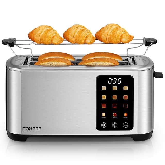 🍞🔥 Toaster 4 Scheiben, 1400W Edelstahl Langschlitz Toaster 🍞🔥