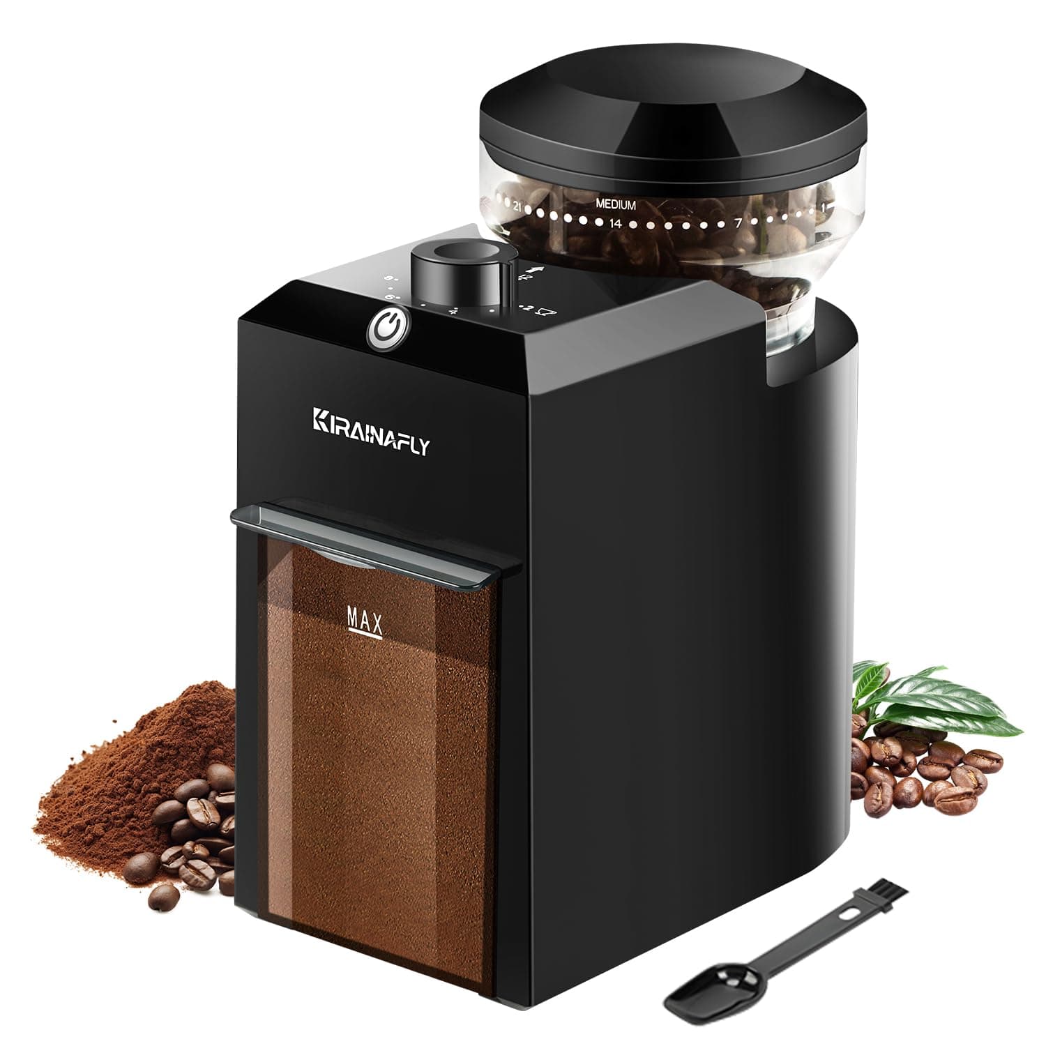 🌟 KIRAINAFLY Elektrische Kaffeemühle: 28 Mahleinstellungen, One Touch Grinding, Anpassbar für 2-12 Tassen 🌟