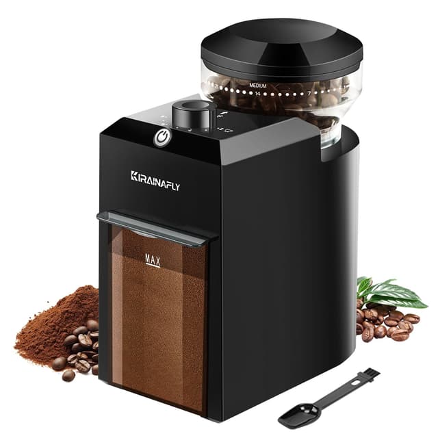 🌟 KIRAINAFLY Elektrische Kaffeemühle: 28 Mahleinstellungen, One Touch Grinding, Anpassbar für 2-12 Tassen 🌟