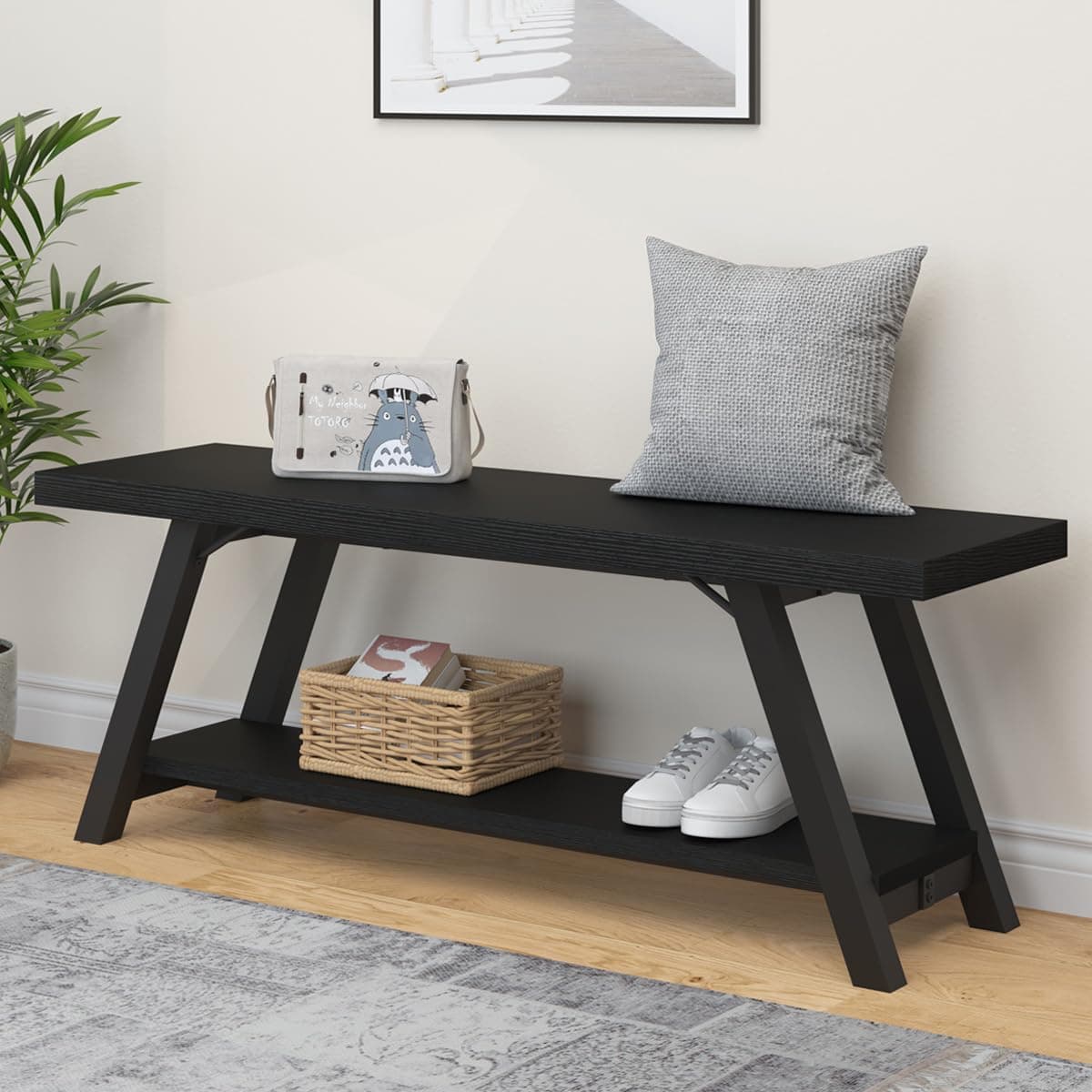 Moderne Schwarze Aufbewahrungsbank für Schuhe 🥿👞👠 - LVB Schwarze Bank