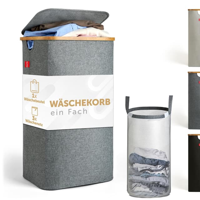 Blumtal Wäschekorb 100L - Wäschesammler mit herausnehmbarem Wäschesack 😍