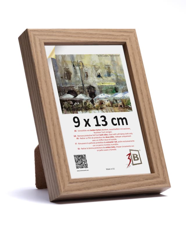 🖼️ 3-B Bilderrahmen MEGA - Braun (Eiche mit optisch dichter Holzmaserung) - 9x13 cm 🌟