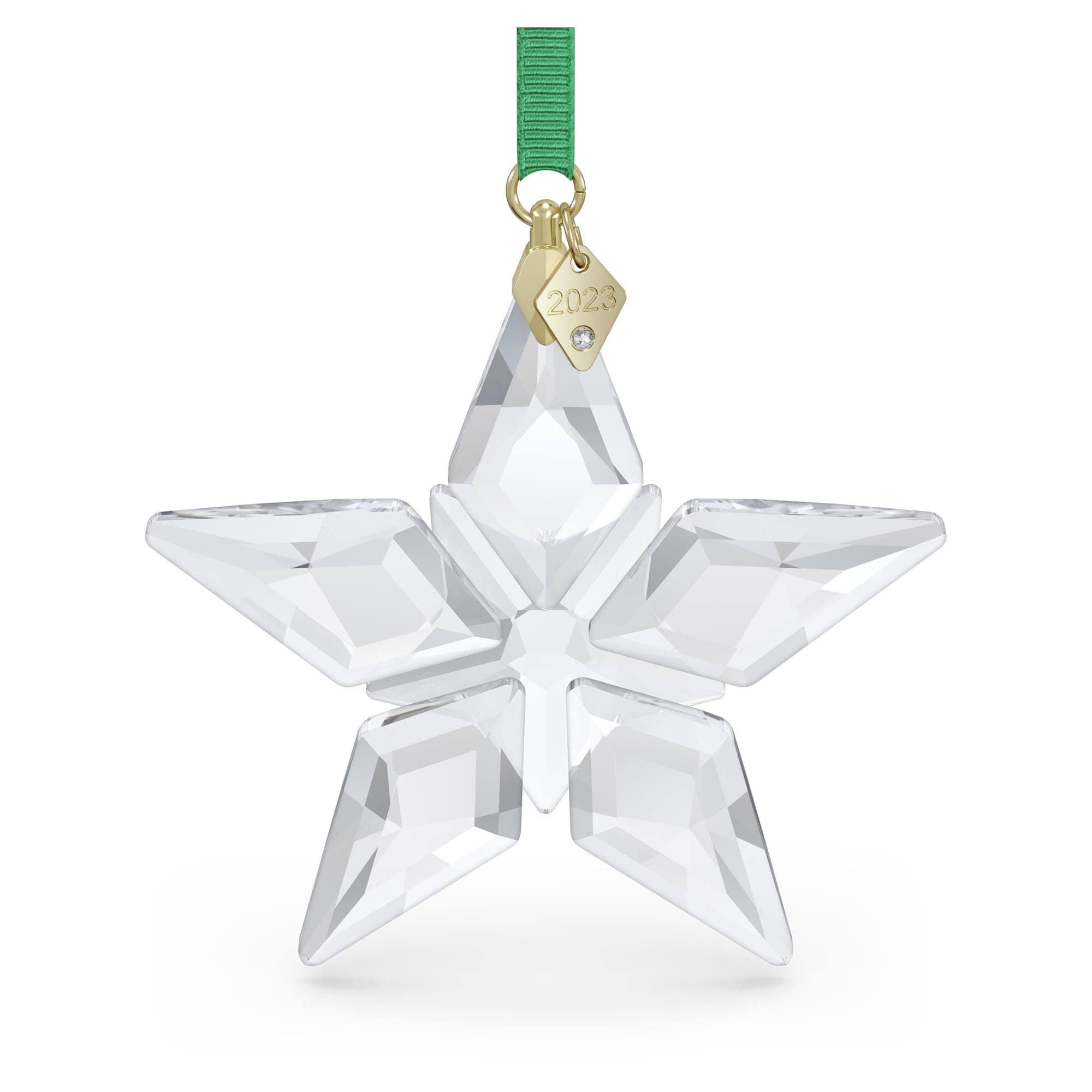 Swarovski Annual Edition 2023 Ornament ⭐🎁 Stern mit Prachtvollem Grünem Band und Klarem Swarovski Kristall