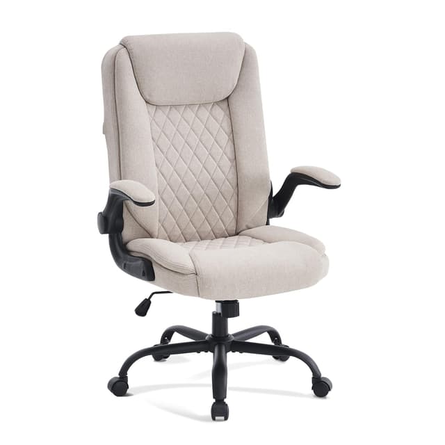 CASTLOVE Bürostuhl Ergonomisch Schreibtischstuhl Chefsessel Mit Gepolsterten Armlehnen Klappbar
