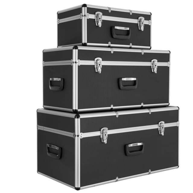 🌟 Arebos 3er Set Transportkoffer aus Aluminium | 200 L Gesamtvolumen | Wasserdicht | Abschließbar 🌟