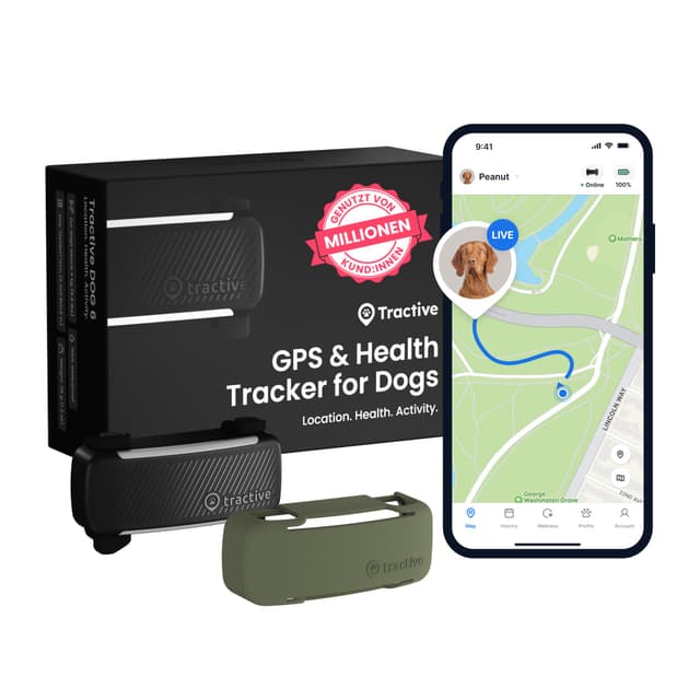 Tractive Smarter Hunde GPS Tracker Bundle mit olivgrünem Cover 🐾📡🐶 | Empfohlen von Martin Rütter