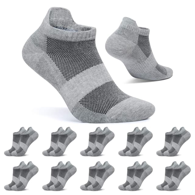 🧦 FALARY 10 Paar Sneaker Socken Herren Damen Kurze Socken Baumwolle Sportsocken 10x Grau 43-46 🏃‍♂️