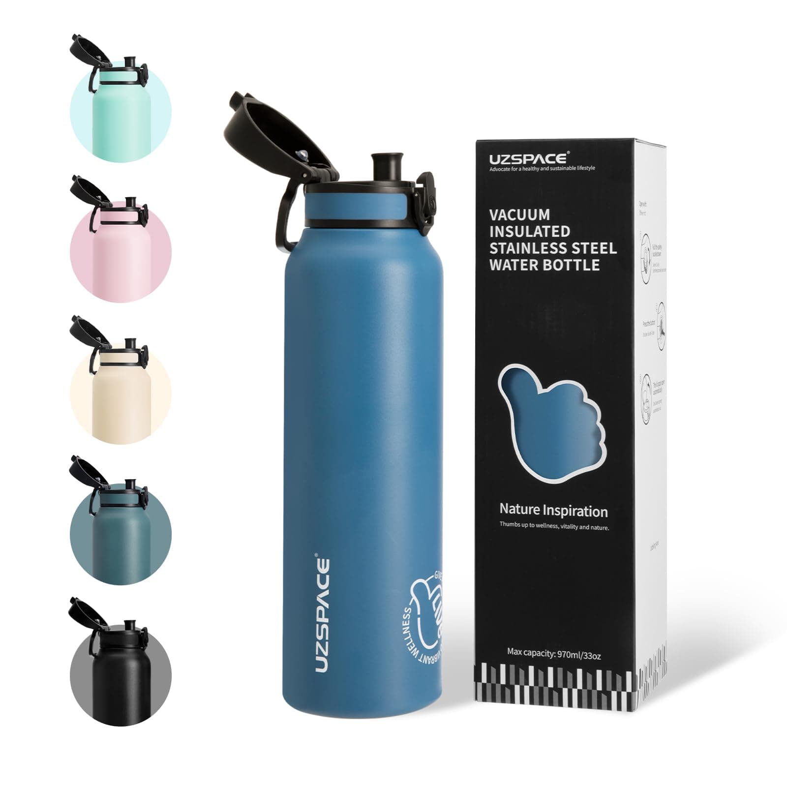 UZSPACE Edelstahl Trinkflasche 1l (970ml) 🌊