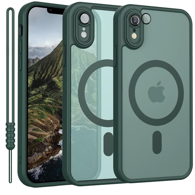 📱👍 iPhone XR Hülle mit MagSafe - Matt Grün - YUANDMI Slim Design Magnetic Handyhülle