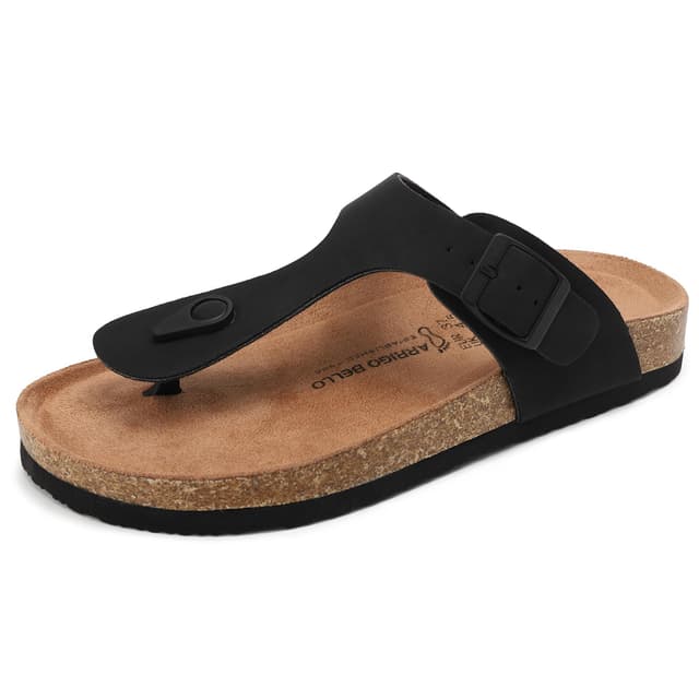 🔥 ARRIGO BELLO Herren Damen Zehentrenner Pantoletten Natur Kork Leder Flip Flops 🌞