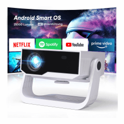 2025 Neuer Smart Beamer 4K Unterstützung, Android 11, Full HD 1080P, 25000 Lumens, WiFi 6 & BT 5.2, Heimkino Beamer 🎥🔊