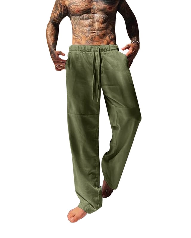 YAOBAOLE Herren-Hosen Leinenhose XXL Armeegrün 👖🌞