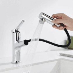 DETBOᗰ Wasserhahn Bad mit Ausziehbar Brause | Einhebelmischer Waschbecken