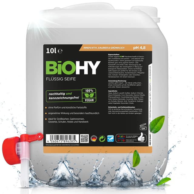 🛍️ BiOHY Flüssig Seife (10 Liter Kanister) + Auslaufhahn 🚿