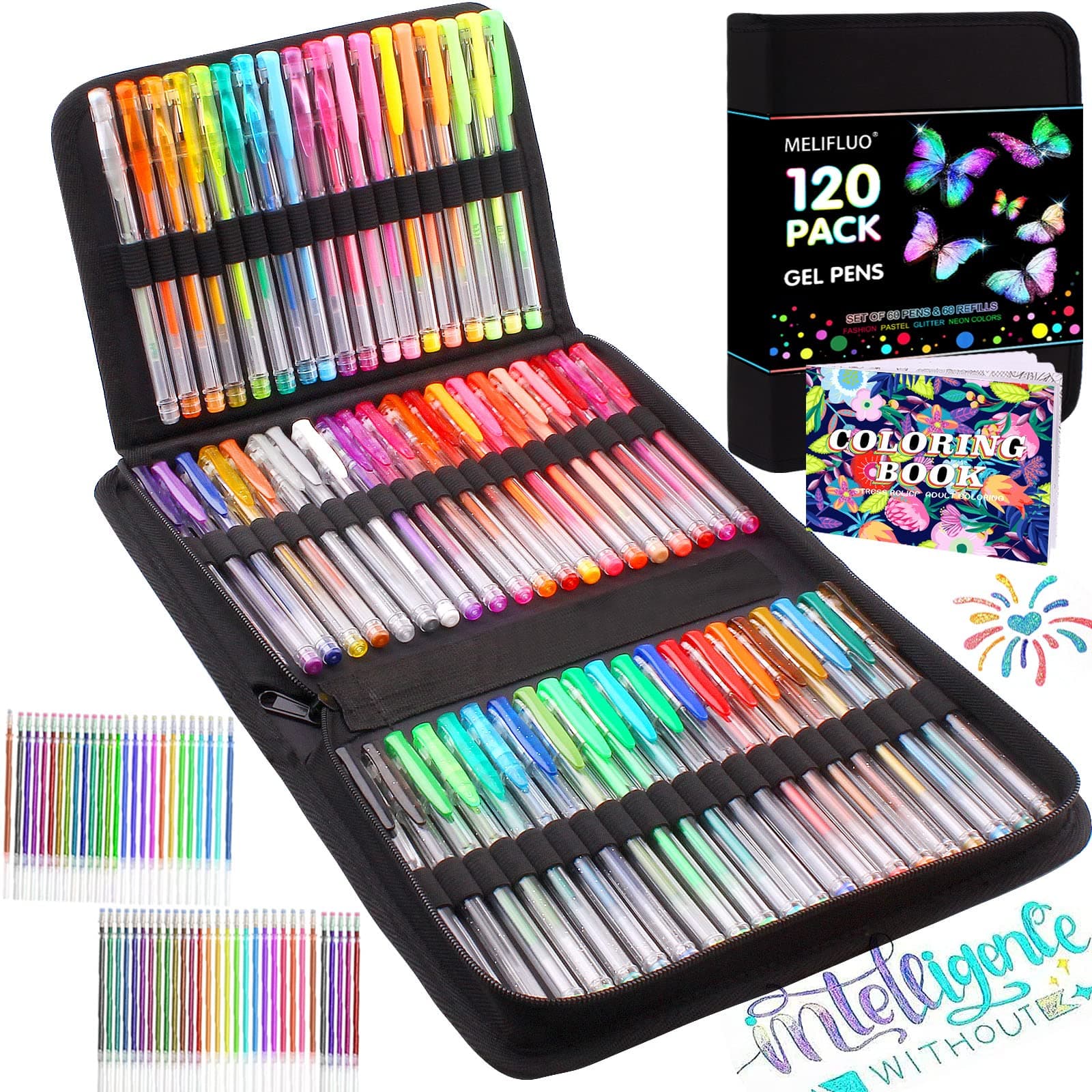 Melifluo 120er-Pack Gelstifte Glitzer 🌈🎨