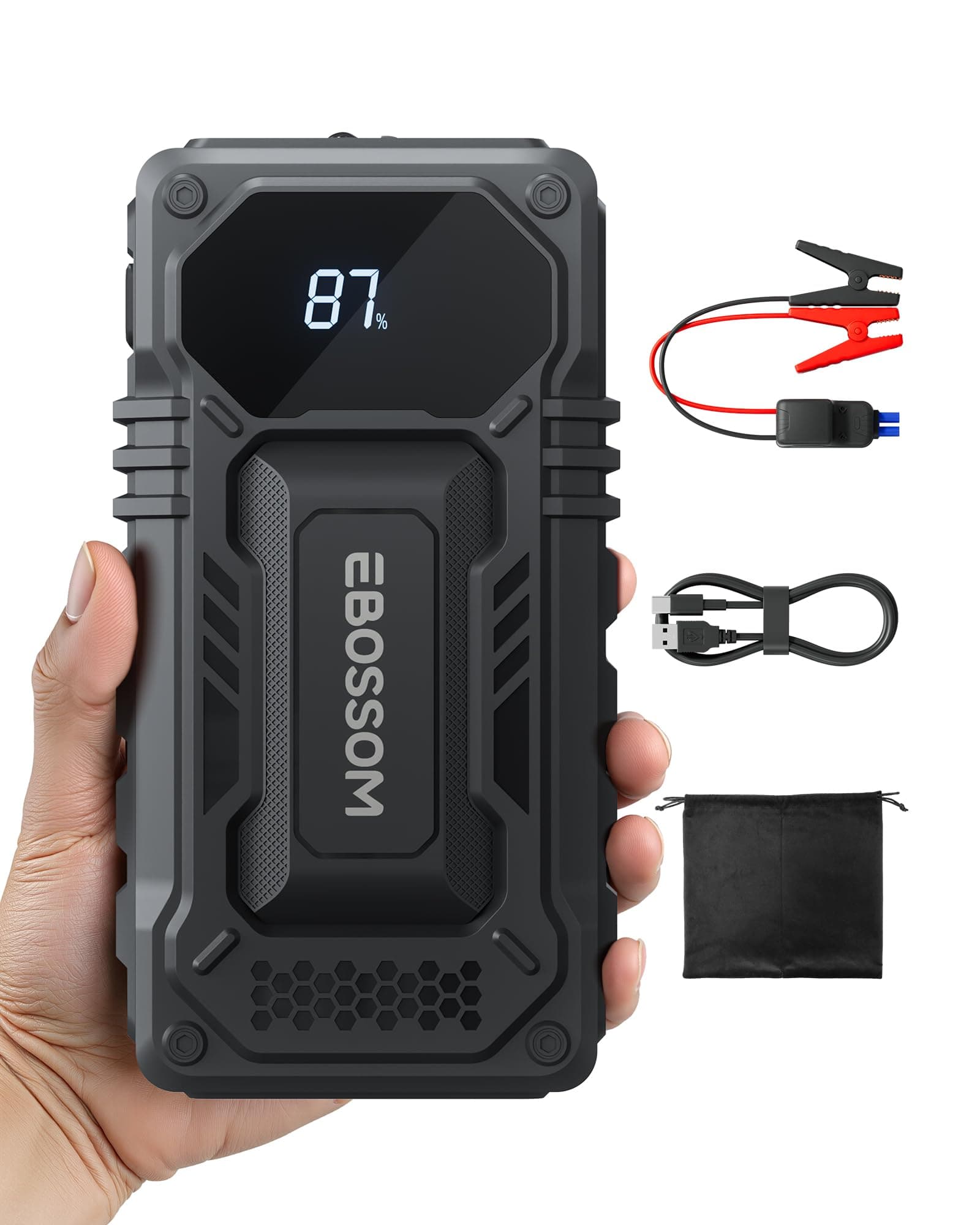 Starthilfe Powerbank für PKW 12000mAh,Jump Starter Auto 44.4Wh Auto-Starthilfe für 12V Fahrzeuge