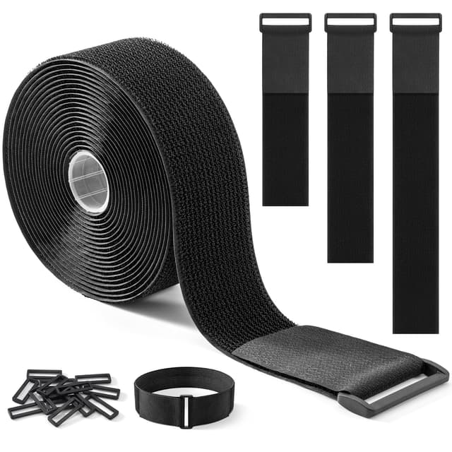 Trilancer Klettband 5 cm x 5 m mit 15 Schnallen 🌟 Verstellbar und Wiederverwendbar 🛠️ Ideal für Kabel und Mehr