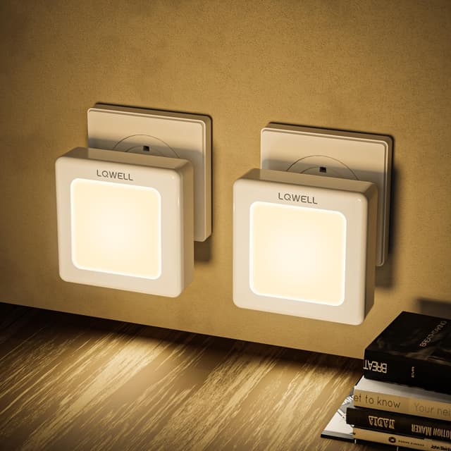 🌙 LQWELL® Nachtlicht Steckdose Faltbar mit Dämmerungssensor, Nachtlampe Einstellbare Helligkeit
