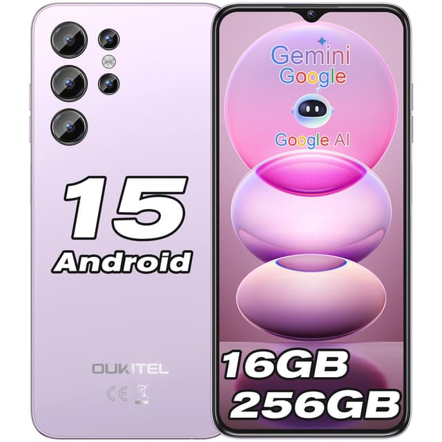 📱 OUKITEL C1 Pro Smartphone Ohne Vertrag Android 15, 16GB+256GB/1TB Handy Ohne Vertrag, 5150mAh Smartphone Günstig, 6.52" HD+, 13MP Kamera Simlockfreie Handys, Gemini AI/Dual 4G SIM/3 Steckplatz Violett