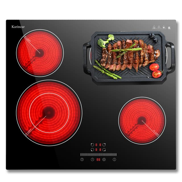 🔥 Karinear Glaskeramikkochfeld 4 Platten Einbau - Elektrokochfeld 60 cm mit Slider-Steuerung