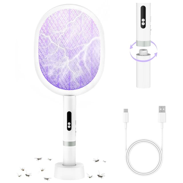 🦟🔌 PALONE Elektrische Fliegenklatsche mit Type-C Abnehmbar - 4000V UV Insektenvernichter Elektrisch Wiederaufladbar 🦟🔌