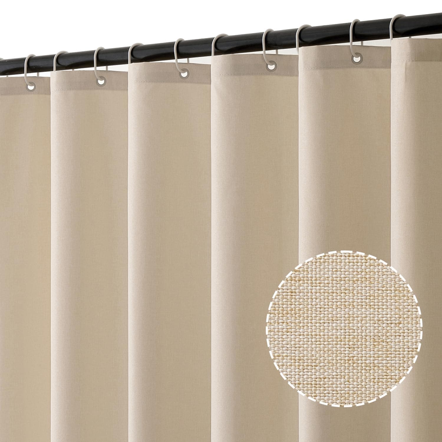🚿 MIULEE Leinen Texturiert Duschvorhang 180x180 cm Hellbeige 🚿