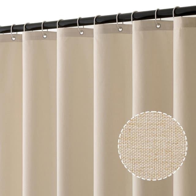 🚿 MIULEE Leinen Texturiert Duschvorhang 180x180 cm Hellbeige 🚿