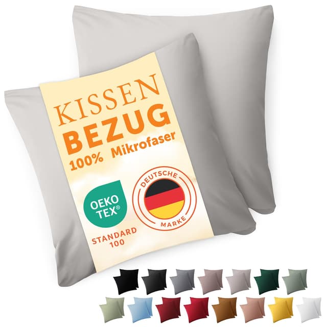 Blumtal Kissenbezug 65 x 65, 2 Stück - Moonlight Grey - 100% Mikrofaser