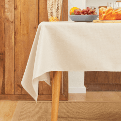 Deconovo Lotuseffekt Tischdecken Wasserabweisende Tischwäsche Abwaschbare elegant Tischdecke für Esstisch Küche Tischschutz, 130x130 cm, Hellbeige