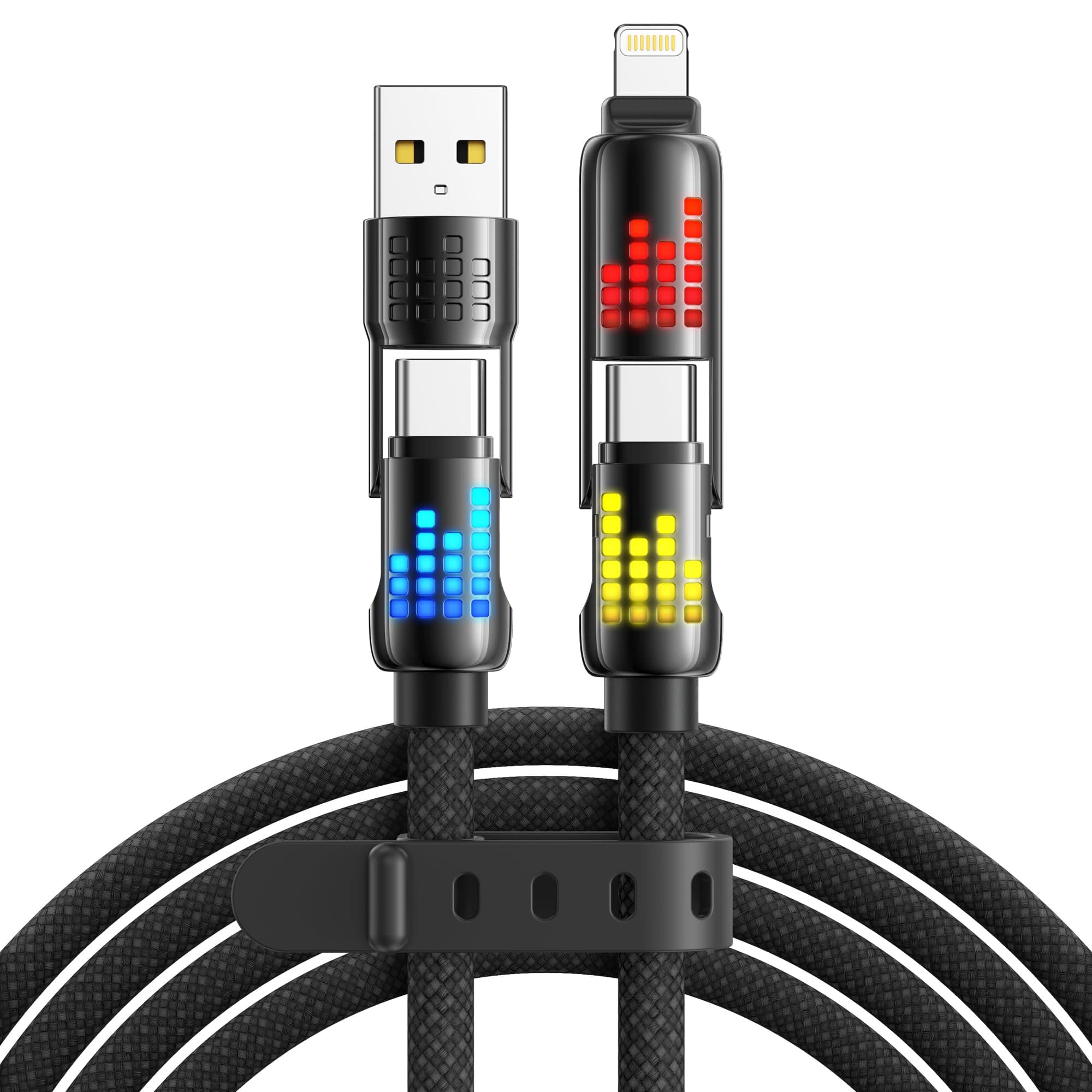 RAVIAD Multi USB Kabel 4 in 1 Universal Ladekabel [2M] 240W USB Schnellladekabel mit RGB LED Licht