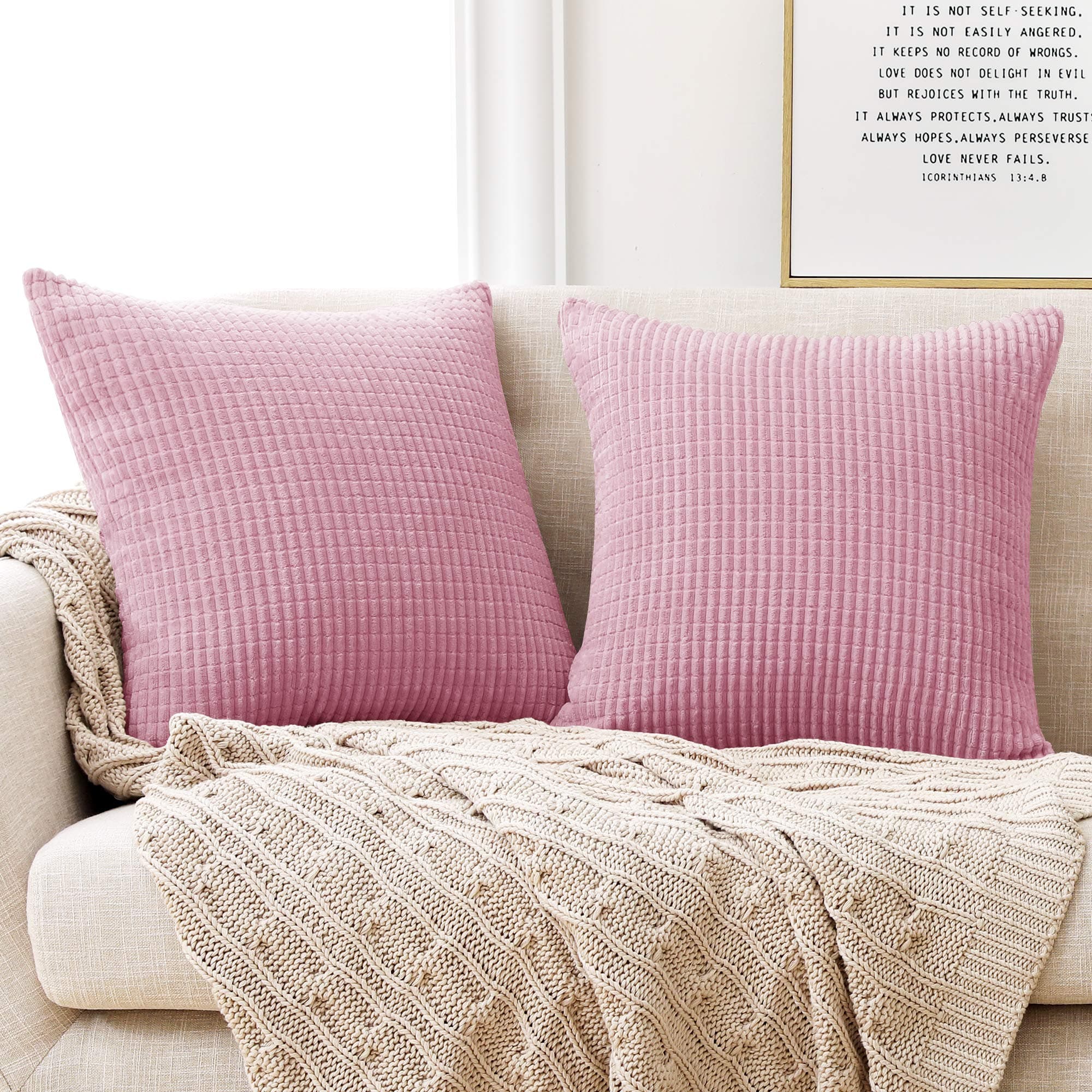 Deconovo Kissenbezüge Dekorative Kissenhülle 2er Set 55x55 cm Baby Pink 🛋️