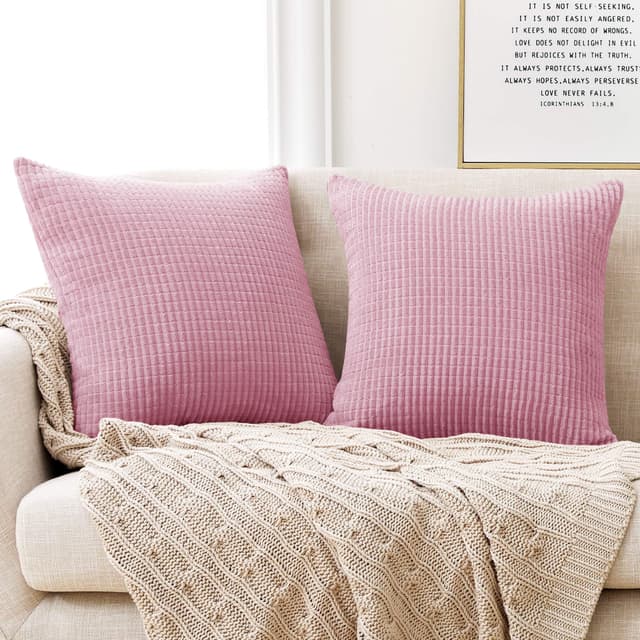 Deconovo Kissenbezüge Dekorative Kissenhülle 2er Set 55x55 cm Baby Pink 🛋️