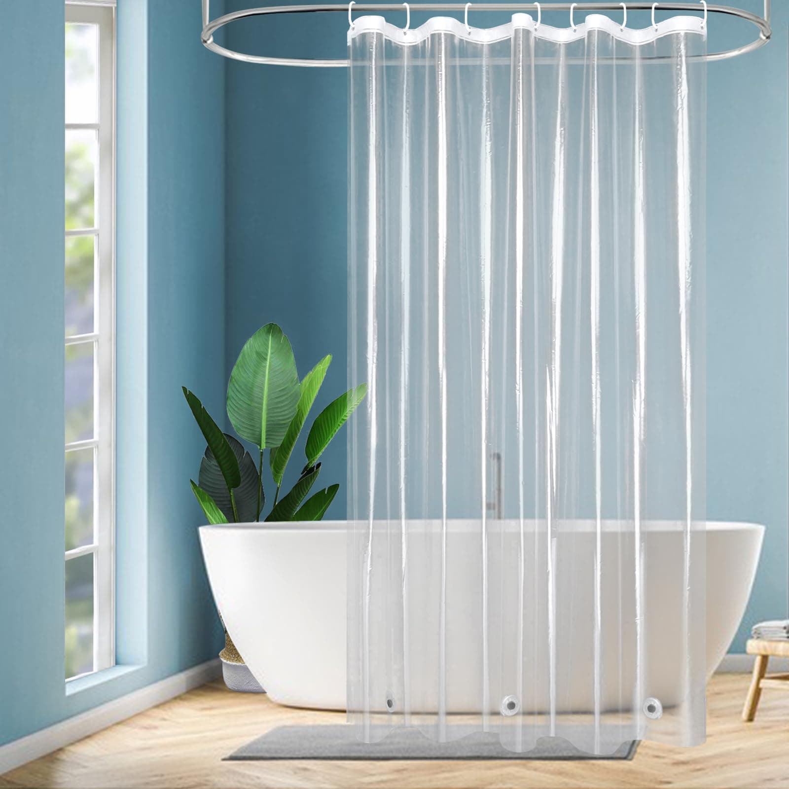 🚿 EurCross Schmaler Duschvorhang 120x180 Transparent Plastik Badvorhang 🛁