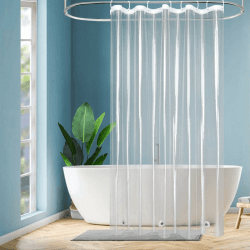 🚿 EurCross Schmaler Duschvorhang 120x180 Transparent Plastik Badvorhang 🛁