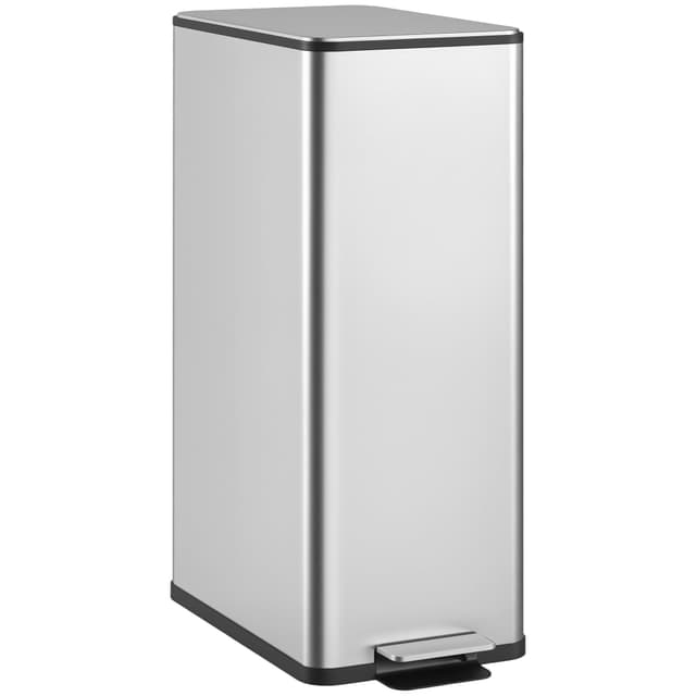 🗑️ HOMCOM Mülleimer 20 L Treteimer mit Softclose-Deckel und Pedal Abfalleimerinkl. Inneneimer Abfallsammler, Edelstahl