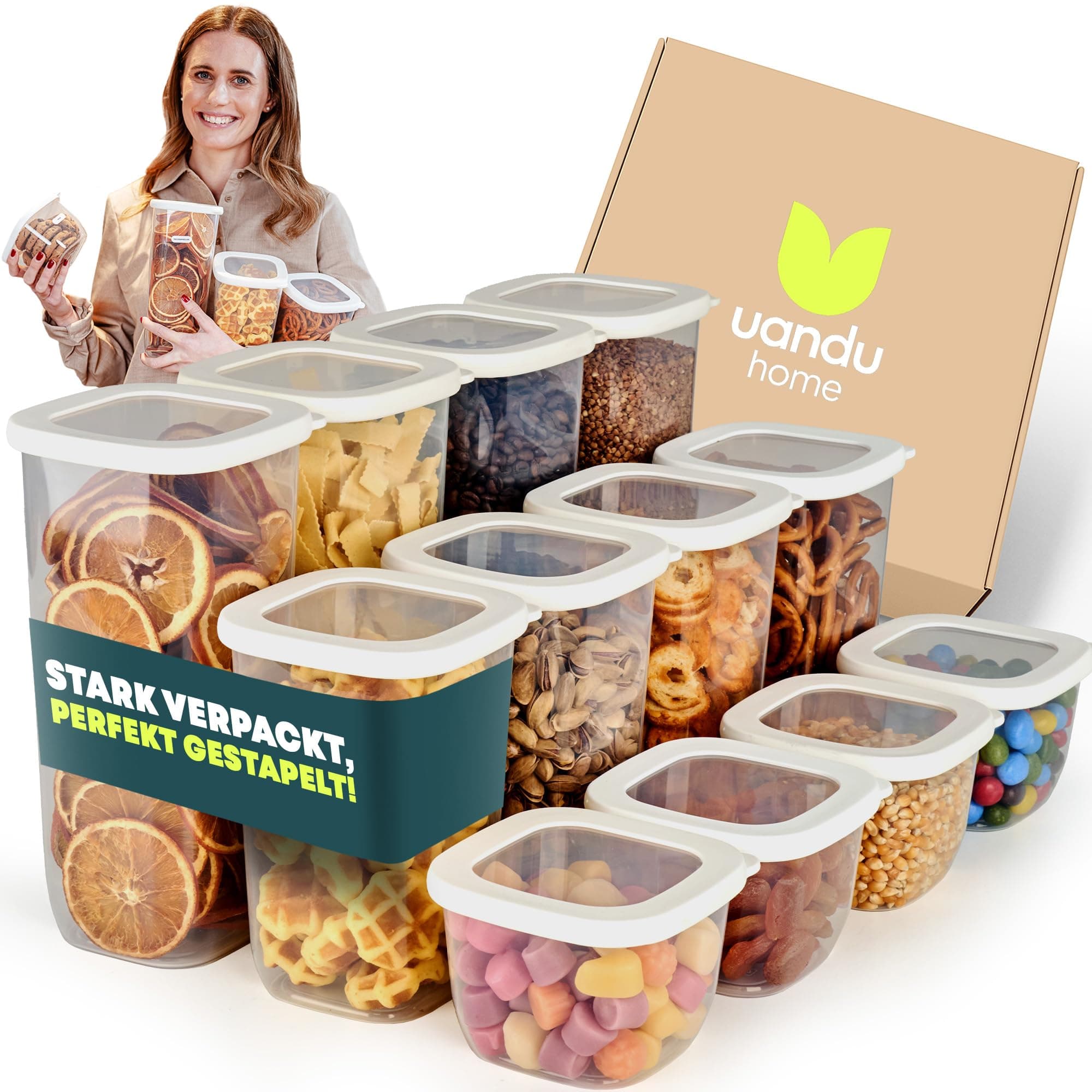 🌟 UandU Vorratsdosen Set - 12er Vorratsbehälter | Luftdicht & BPA Frei 🍲