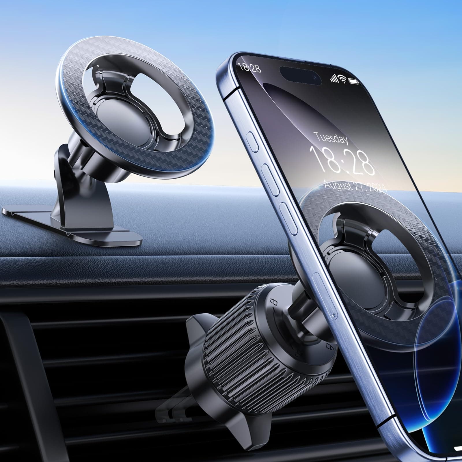 🚗📱 Handyhalterung Auto für Magsafe - 2 IN 1 Multi-funktions Handyhalterung Auto mit 40x N55 Magnet