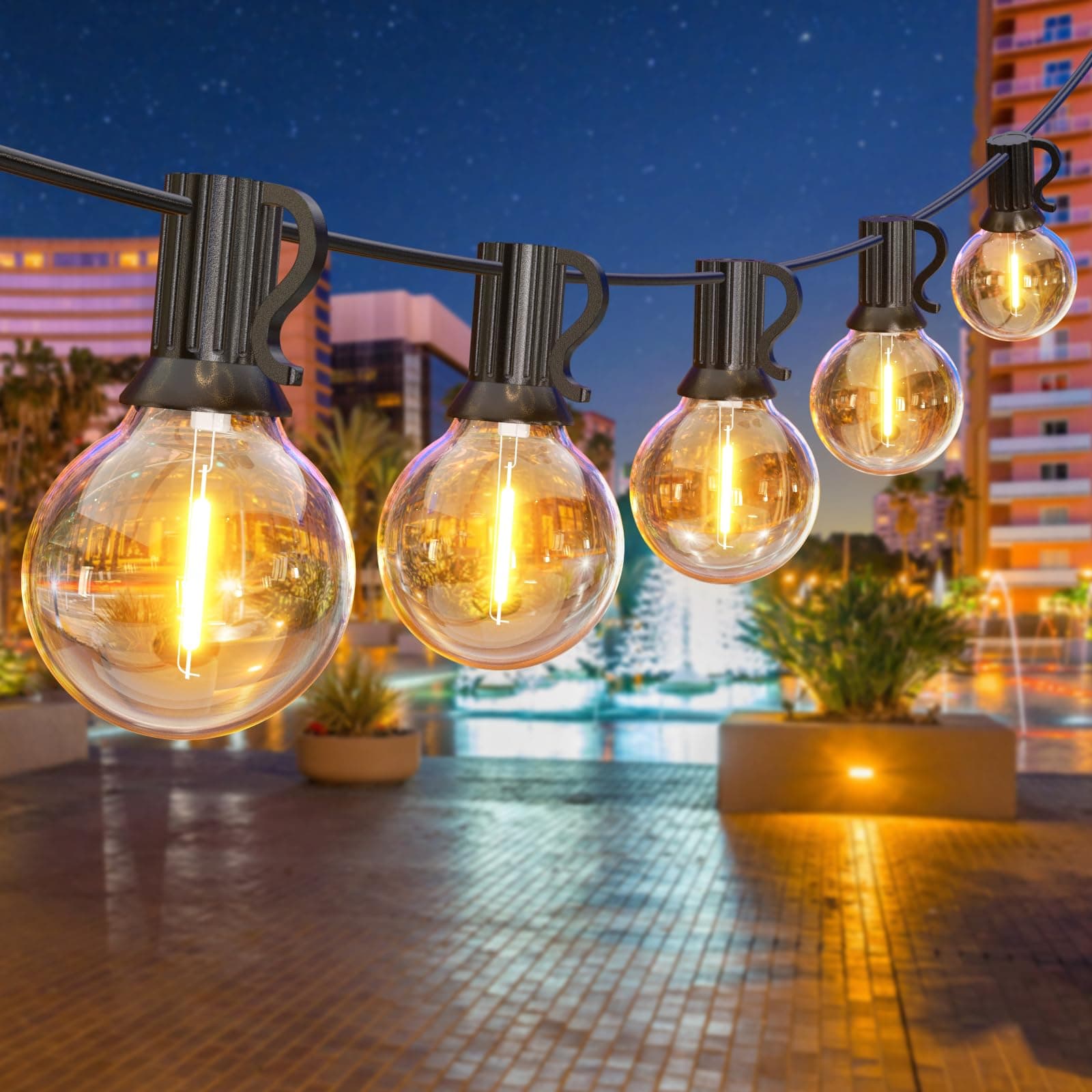 GPATIO LED Lichterkette Außen - 60FT/18M - Warmweiße G40 Glühbirnen - IP45 Wasserdicht