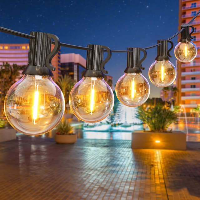 GPATIO LED Lichterkette Außen - 60FT/18M - Warmweiße G40 Glühbirnen - IP45 Wasserdicht