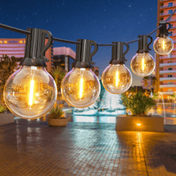 GPATIO LED Lichterkette Außen - 60FT/18M - Warmweiße G40 Glühbirnen - IP45 Wasserdicht